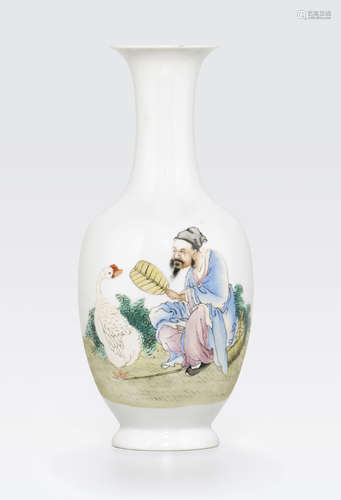 A small famille rose enameled baluster vase Qianlong mark, Republic period