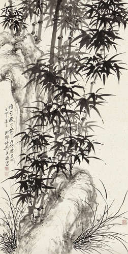 Kuang Zhongying (1924-2015) Bamboo, Orchid, and Rock