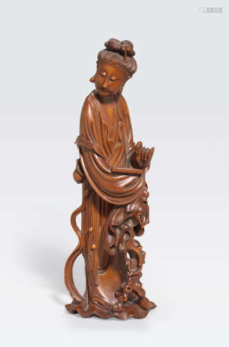 A boxwood carving of a beauty Late Qing/Republic period