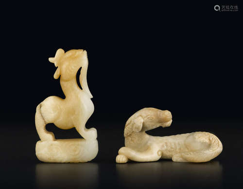 Two jade animal carvings Qing dynasty