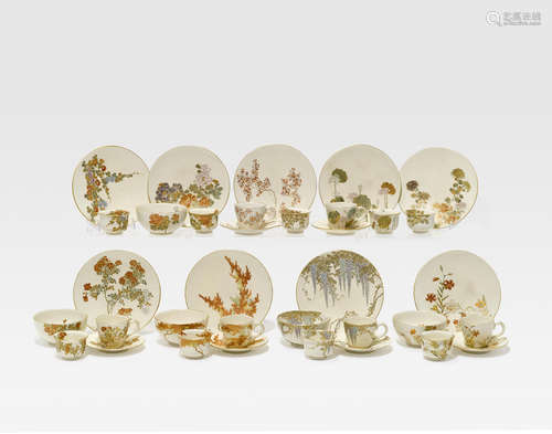 A partial set of Satsuma earthenware By Yabu Meizan, Meiji Period (1868-1911)