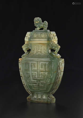 A carved hardstone covered vase Late Qing/Republic period