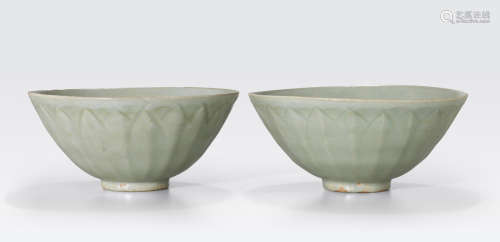 Two Celadon glazed bowls Yuan dynasty