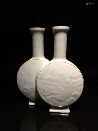 Fine Light Blue Double Vase with Qianlong Mark