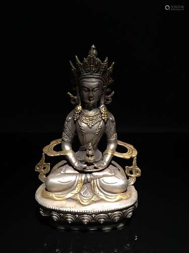 Fine Silver Copper Gilt Tibetan Buddhist Statue