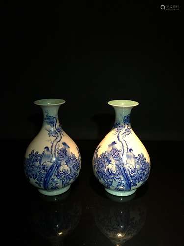 A Pair Fine Chinese Enamel Vase with Qianlong Mark