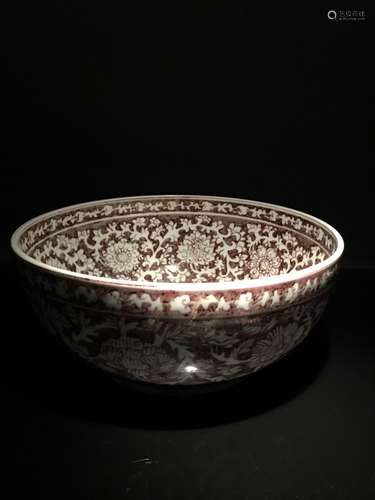 Chinese Copper Red Flower Bowl