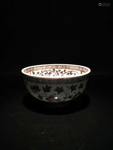 Fine Chinese Copper Red Large Bowl