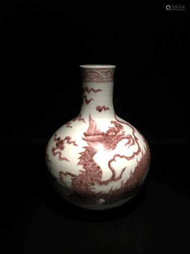 Chinese Red Copper Dragon Vase