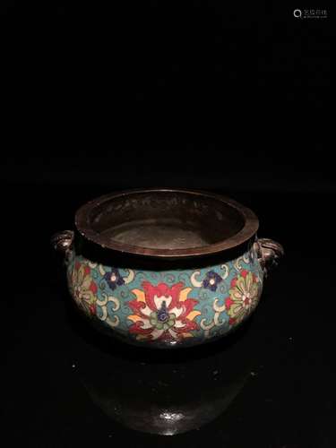 Chinese Lotus Cloisonne Censer