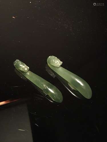 A Pair Chinese Jadeite Belt Buckles