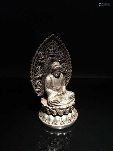 Chinese Silver Seated Buddha