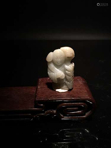 Chinese White Jade Child Statue