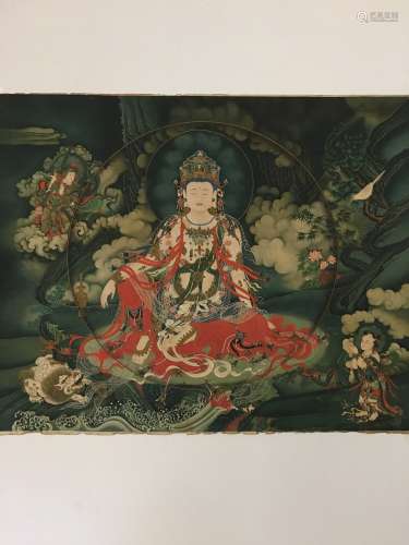 Fine Tibetan Thangka watercolor