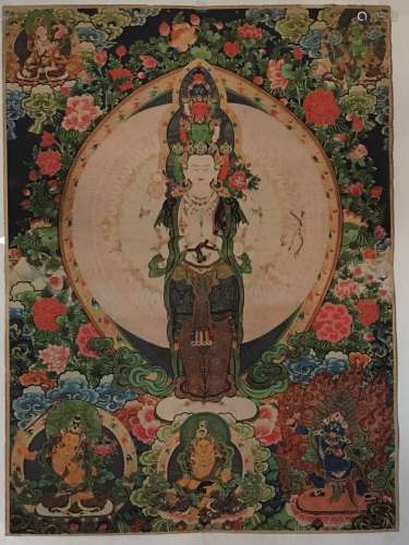 Fine Tibetan Thangka watercolor