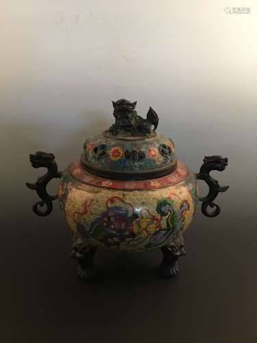 Fine Chinese Cloisonne Censer with Qianlong Mark