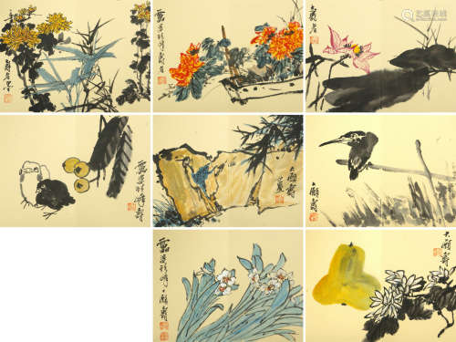 潘天寿（款）   《花鸟册页》