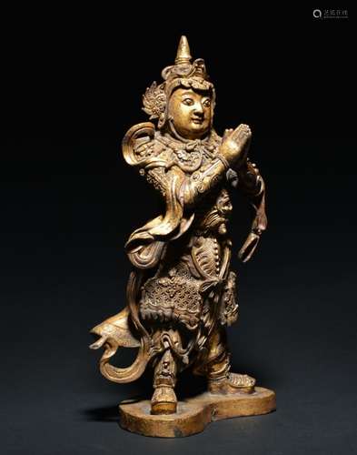 A GILT-BRONZE OF WEITUO  , Ming Dynasty