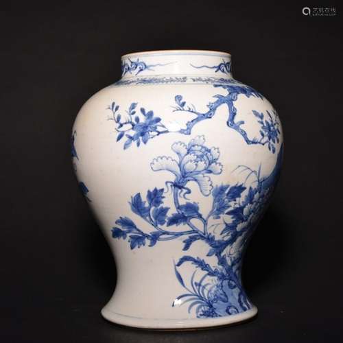 A BLUE AND WHITE JAR , Qing Dynasty