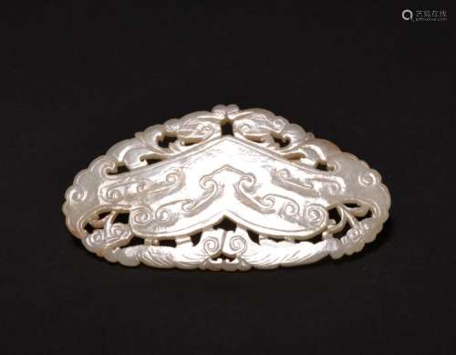 A WHITE JADE OPEN-WORK PENDANT , Qing Dynasty