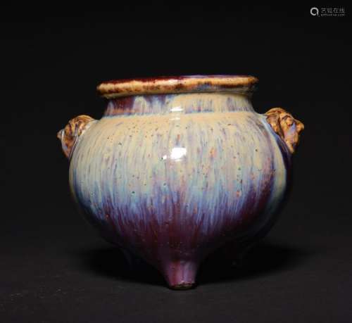 A FLAMBE-GLAZED CENSER , Qing Dynasty