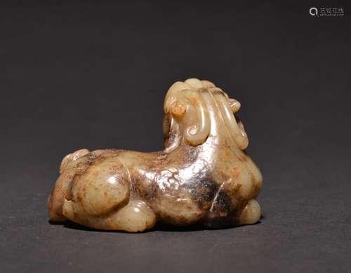 A CARVED JADE BEAST , Qing Dynasty