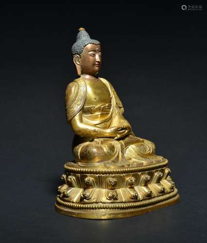 A GILT-BRONZE FIGURE OF BUDDHA , Ming Dynasty