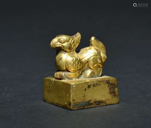 A GILT-BRONZE SEAL , Han Dynasty