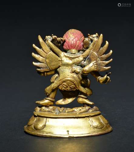 A GILT-BRONZE FIGURE OF HAYAGRIVA , Qing Dynasty