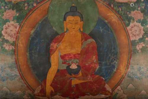 A THANGKA OF BUDDHA MEDICINE , Qing Dynasty