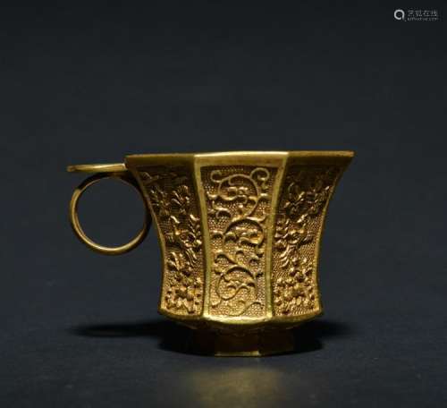 A CARVED GILT-SILVER CUP , Tang Dynasty
