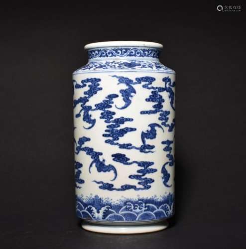 A BLUE AND WHITE VASE , Qing Dynasty