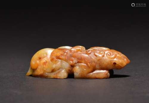 A CARVED JADE BEAST , Qing Dynasty