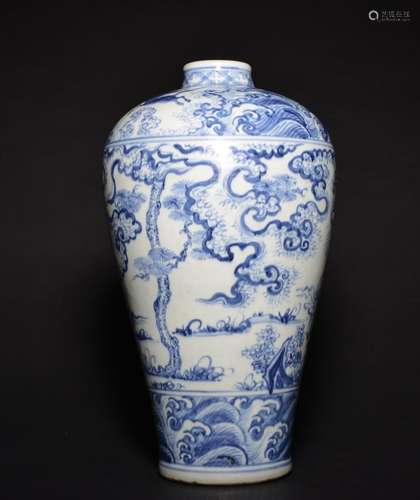 A BLUE AND WHITE MEIPING , Ming Dynasty