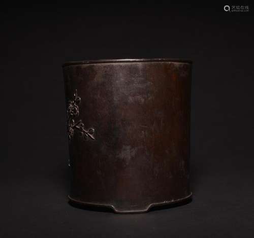 A CARVED ZIATN BRUSHPOT.BITONG , Qing Dynasty