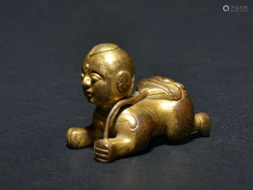 A GILT-BRONZE BOY , Qing Dynasty