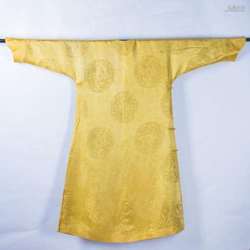 AN IMPERIAL YELLOW SILK DRAGON ROBE , 18TH CENTURY