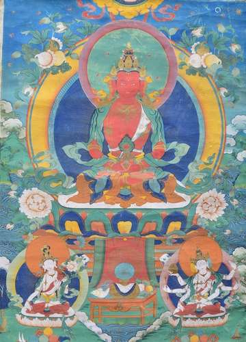 A THANGKA OF AMITAYUS , Qing Dynasty