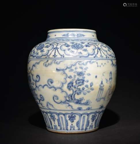 A LARGE BLUE AND WHITE JAR , Ming Dynasty