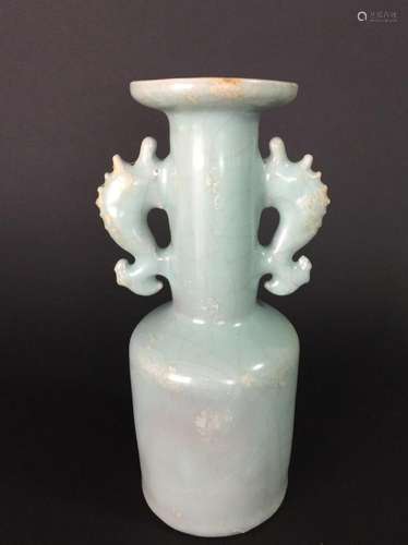 A LONGQUAN CELADON TWIN-FISH MALLET VASE , Southern Song Dynasty