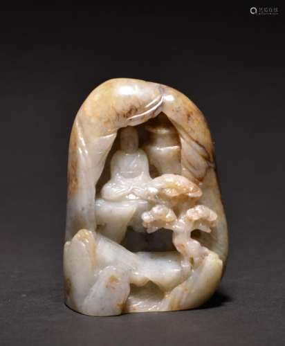 A WHITE AND RUSSET JADE BOULDER , Qing Dynasty