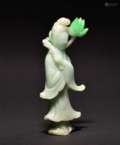 A JADIETE CARVING OF BEAUTY , Qing Dynasty