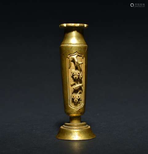 A SMALL GILT-BRONZE VASE , Ming Dynasty