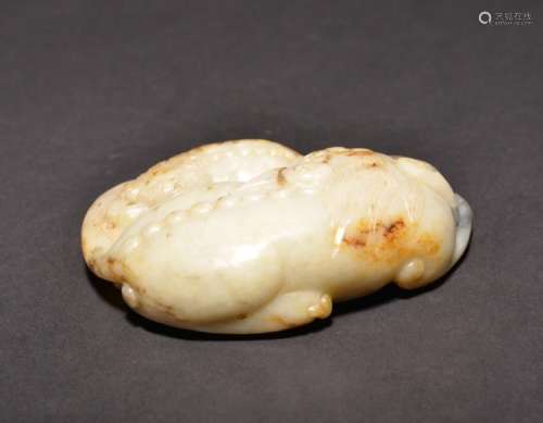 A CARVED WHITE JADE BEAST , Qing Dynasty