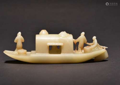 A CARVED JADE FISHBOAT , Qing Dynasty