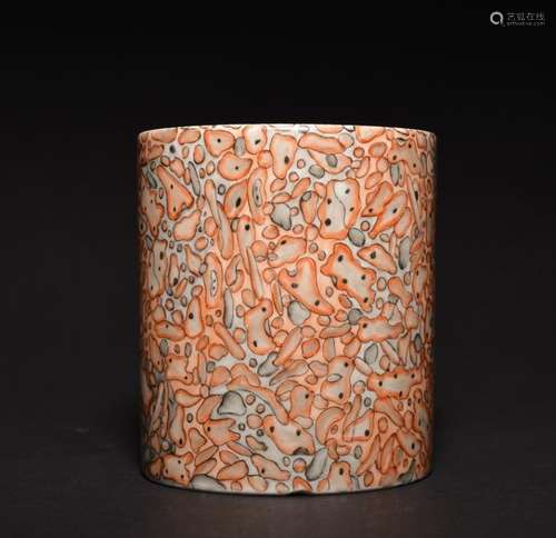 A WOOD-GLAZED BRUSHPOT.BITONG , Qing Dynasty