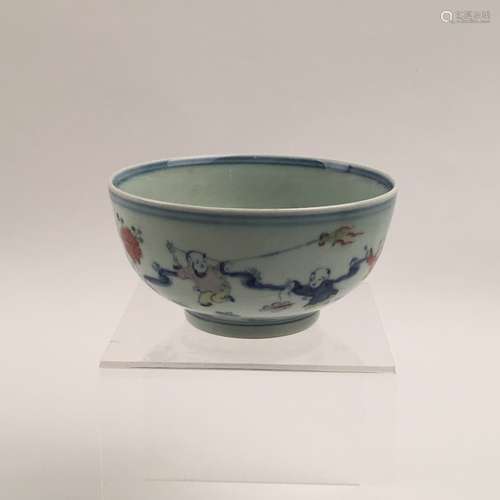 Fine Ming Doucai Bowl with Children Playing