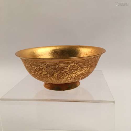 Chinese Tang style Gilt Bronze Bowl