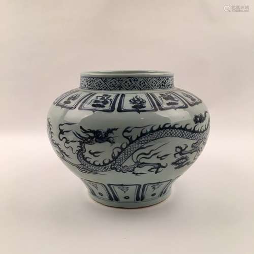 Chinese Blue and White Dragon Jar