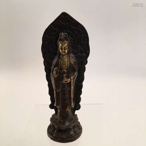 Chinese Gilt Bronze Guanyin Statue